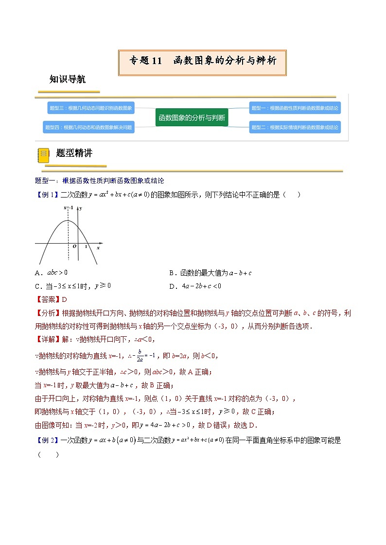 中考数学一轮复习考点（精讲精练）复习专题11  函数图象的分析与辨析（2份打包，原卷版+教师版）01