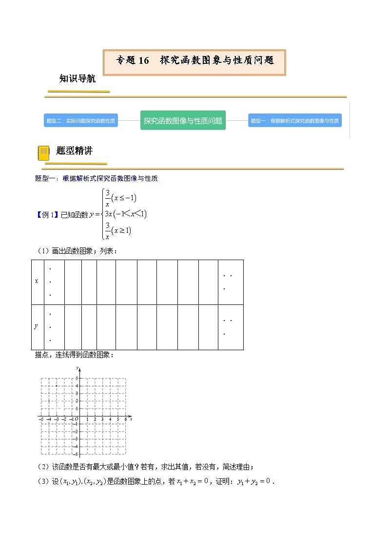 中考数学一轮复习考点（精讲精练）复习专题16  探究函数图象与性质问题（2份打包，原卷版+教师版）01