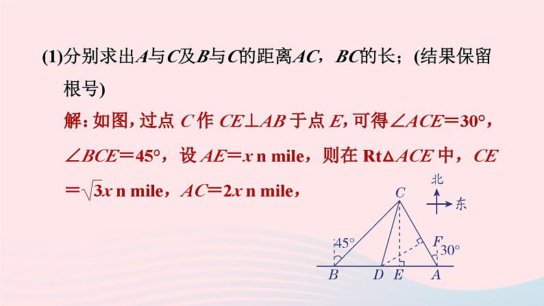 2024春九年级数学下册极速提分法第5招解直角三角形常见应用类型作业课件新版北师大版第4页