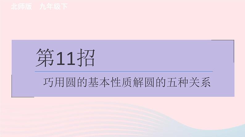 2024春九年级数学下册极速提分法第11招巧用圆的基本性质解圆的五种关系作业课件新版北师大版第1页