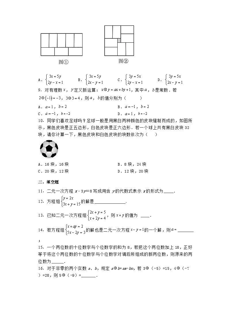 2023-2024学年人教版数学七年级下册第八章二元一次方程组单元试卷（含答案）第2页