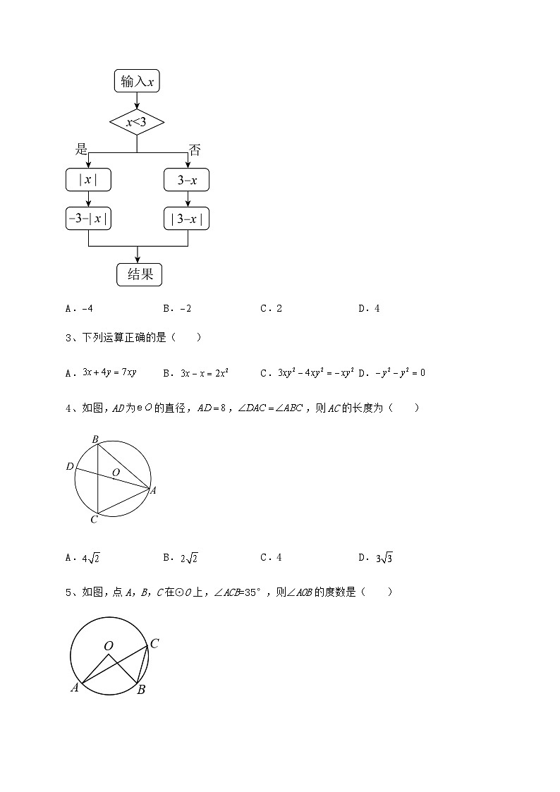 中考专题湖南省邵阳市中考数学模拟专项测评 A卷（含答案及解析）02