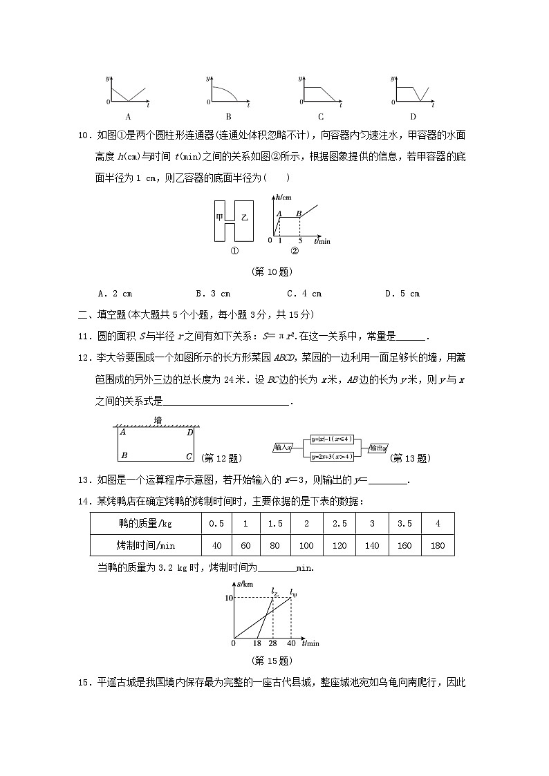 2024春七年级数学下册第三章变量之间的关系学情评估试卷（山西专版北师大版）第3页