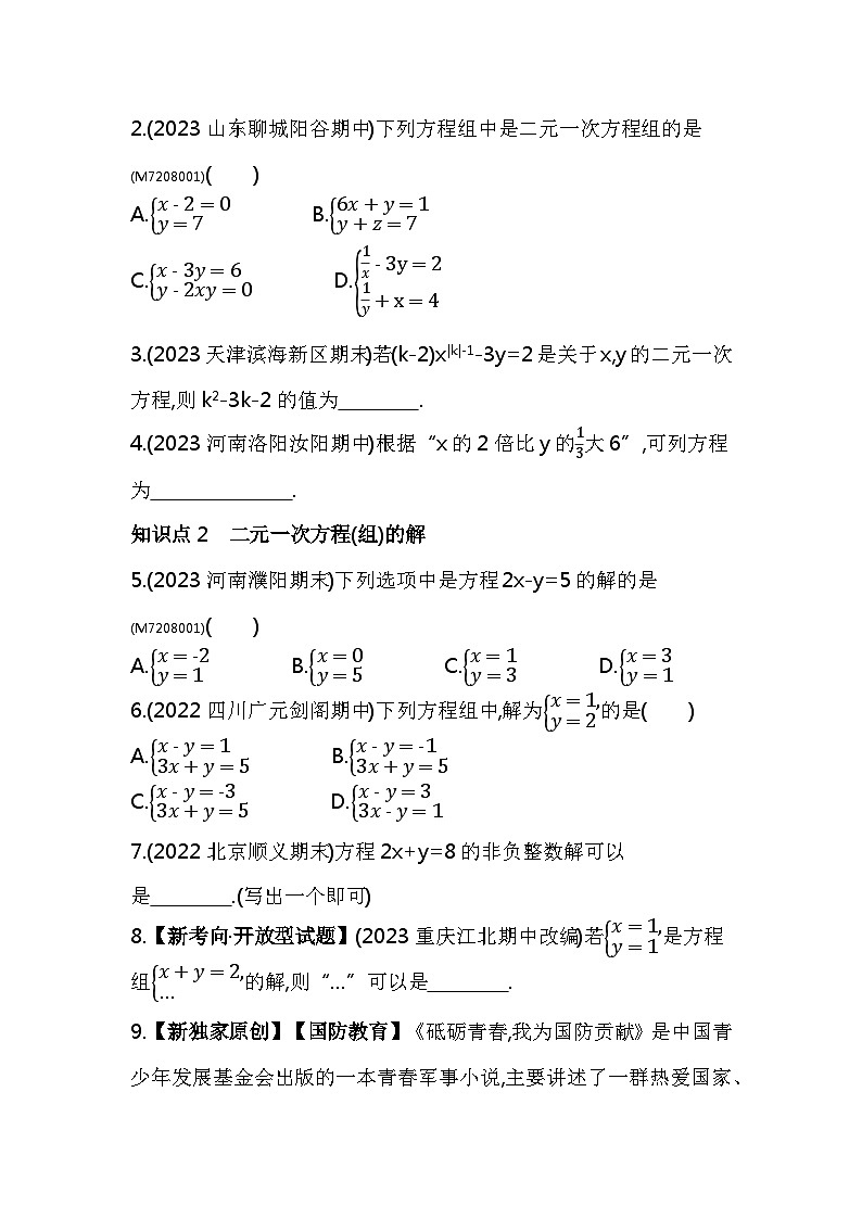 8.1　二元一次方程组——2024年人教版数学七年级下册精品同步练习第2页