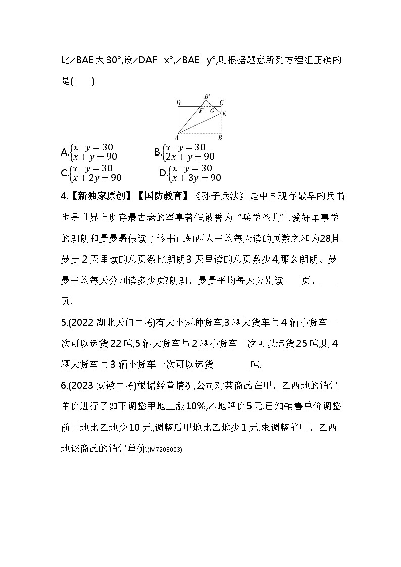 8.3　实际问题与二元一次方程组——2024年人教版数学七年级下册精品同步练习第2页