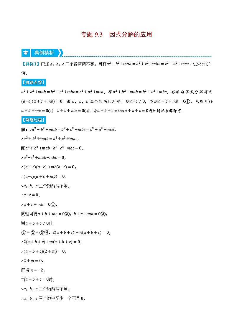 专题9.3 因式分解的应用（压轴题专项讲练）-2023-2024学年七年级数学下册压轴题专项高分突破（苏科版）01
