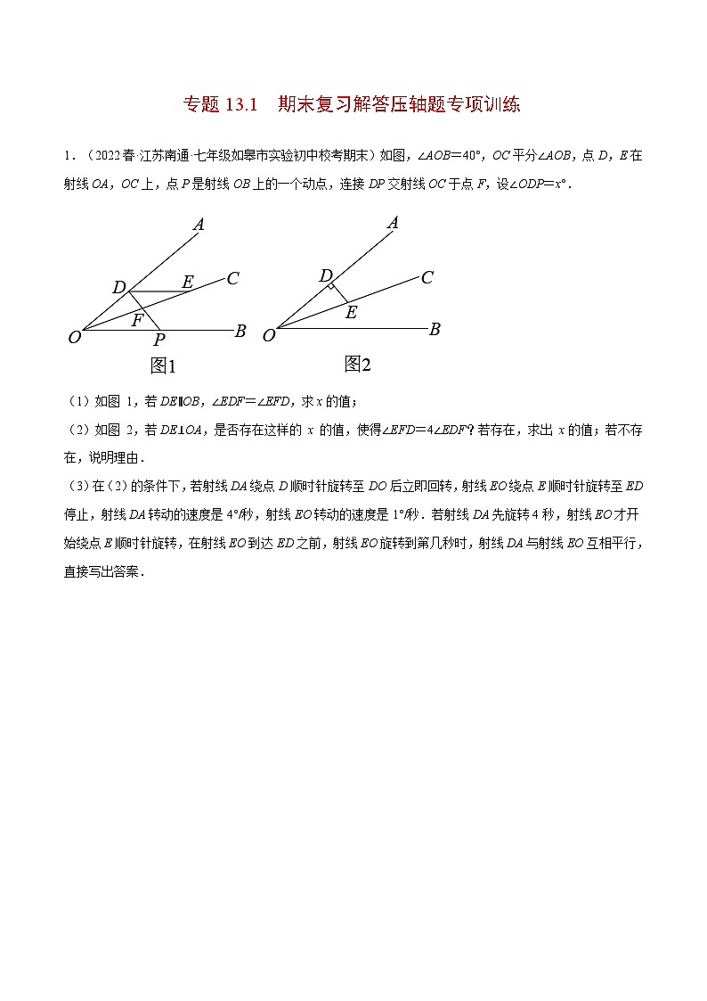 专题13.1 期末复习解答压轴题专项训练（压轴题专项训练）（苏科版）（原卷版）第1页