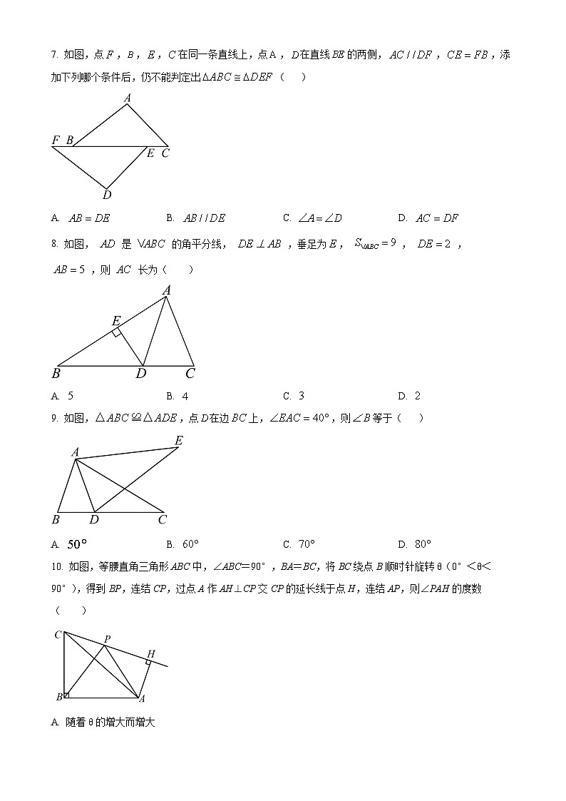 北京市育才学校2023-2024学年八年级上学期期中数学试题（原卷版+解析版）02