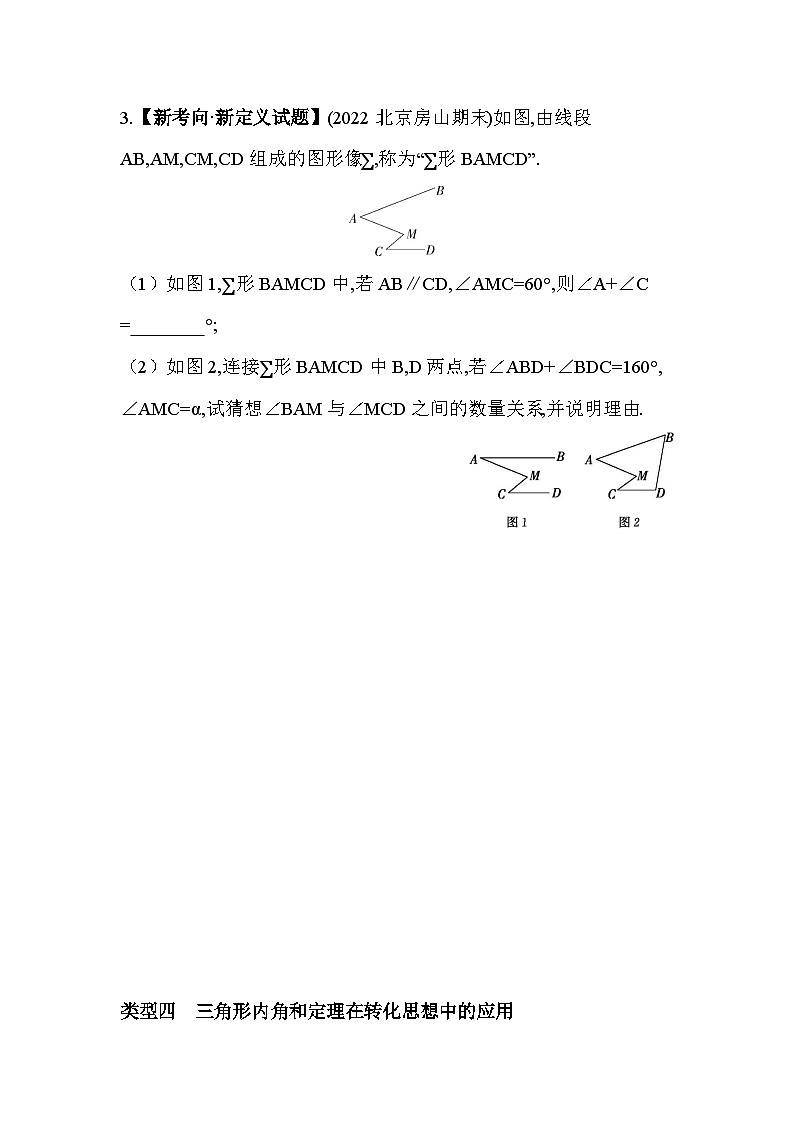 04-专项素养综合全练(四)三角形内角和的常见应用类型——2024年鲁教版数学七年级下册精品同步练习02