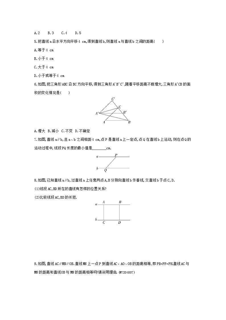 4.6　两条平行线间的距离——2024年湘教版数学七年级下册精品同步练习02