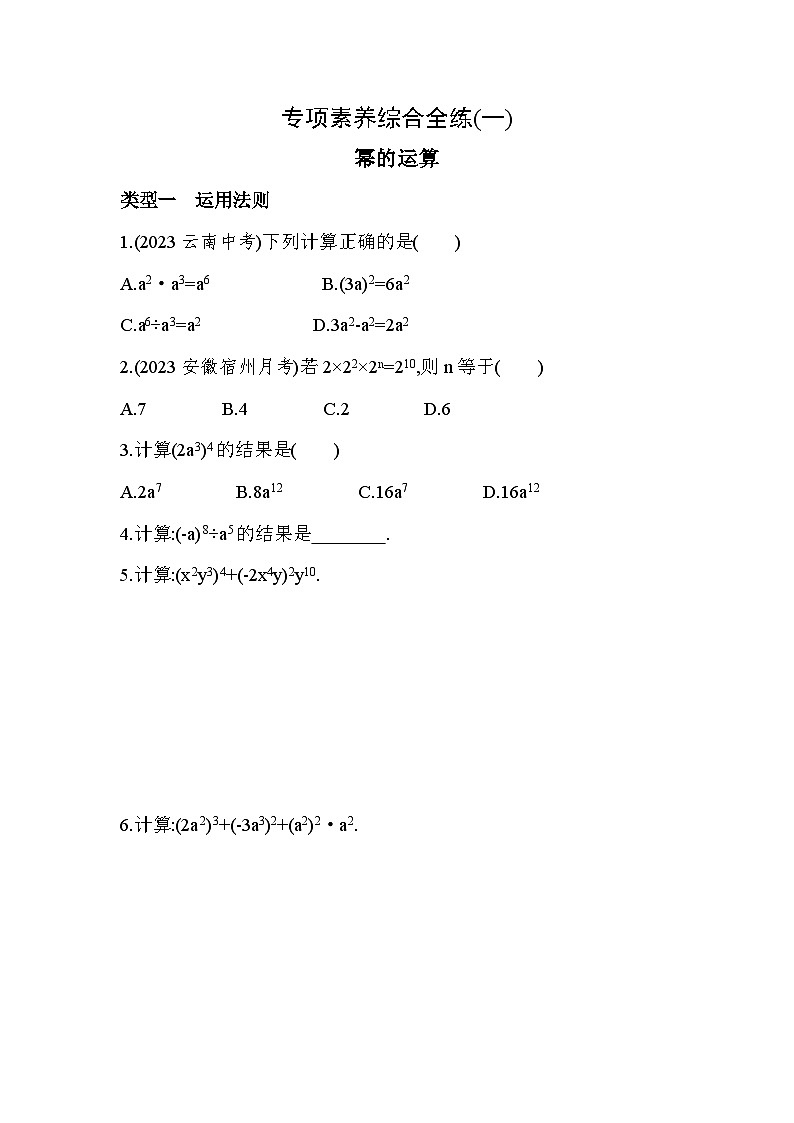 01-专项素养综合全练(一)幂的运算——2024年北师大版数学七年级下册精品同步练习第1页