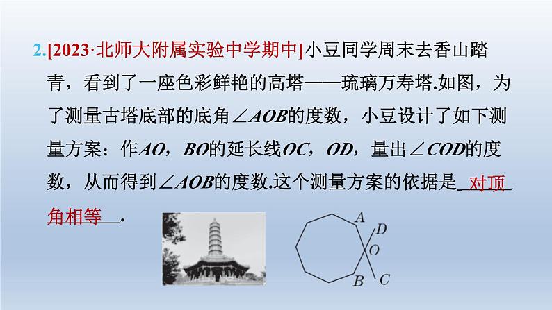 2024七下数学第二章相交线与平行线1两条直线的位置关系练素养相交线中的几种角的计算课件（北师大版）05