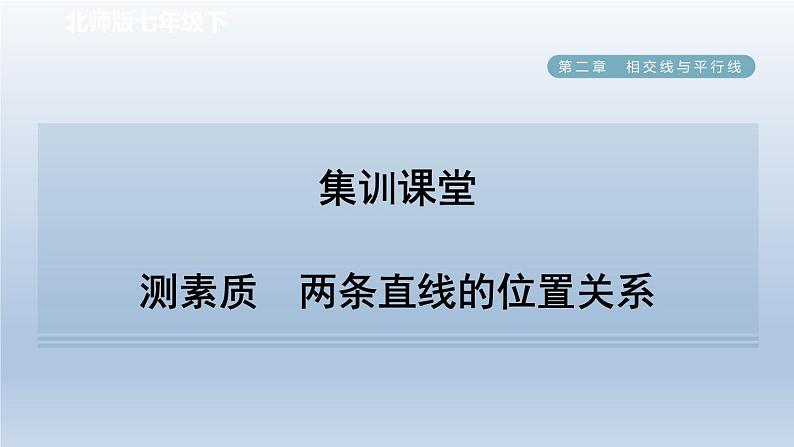 2024七下数学第二章相交线与平行线1两条直线的位置关系测素质两条直线的位置关系课件（北师大版）01