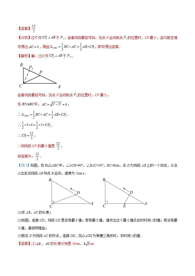 中考数学二轮复习几何模型重点突破讲练专题09 三角形中的垂线段最短模型（2份打包，原卷版+教师版）03