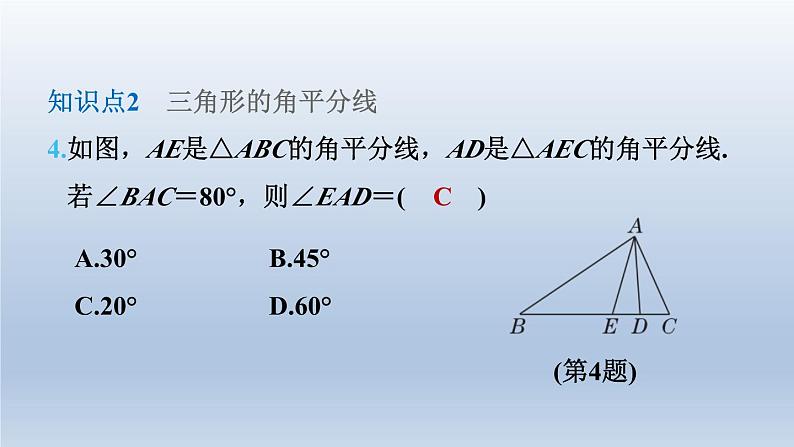 2024七下数学第四章三角形1认识三角形第3课时三角形的中线角平分线课件（北师大版）07