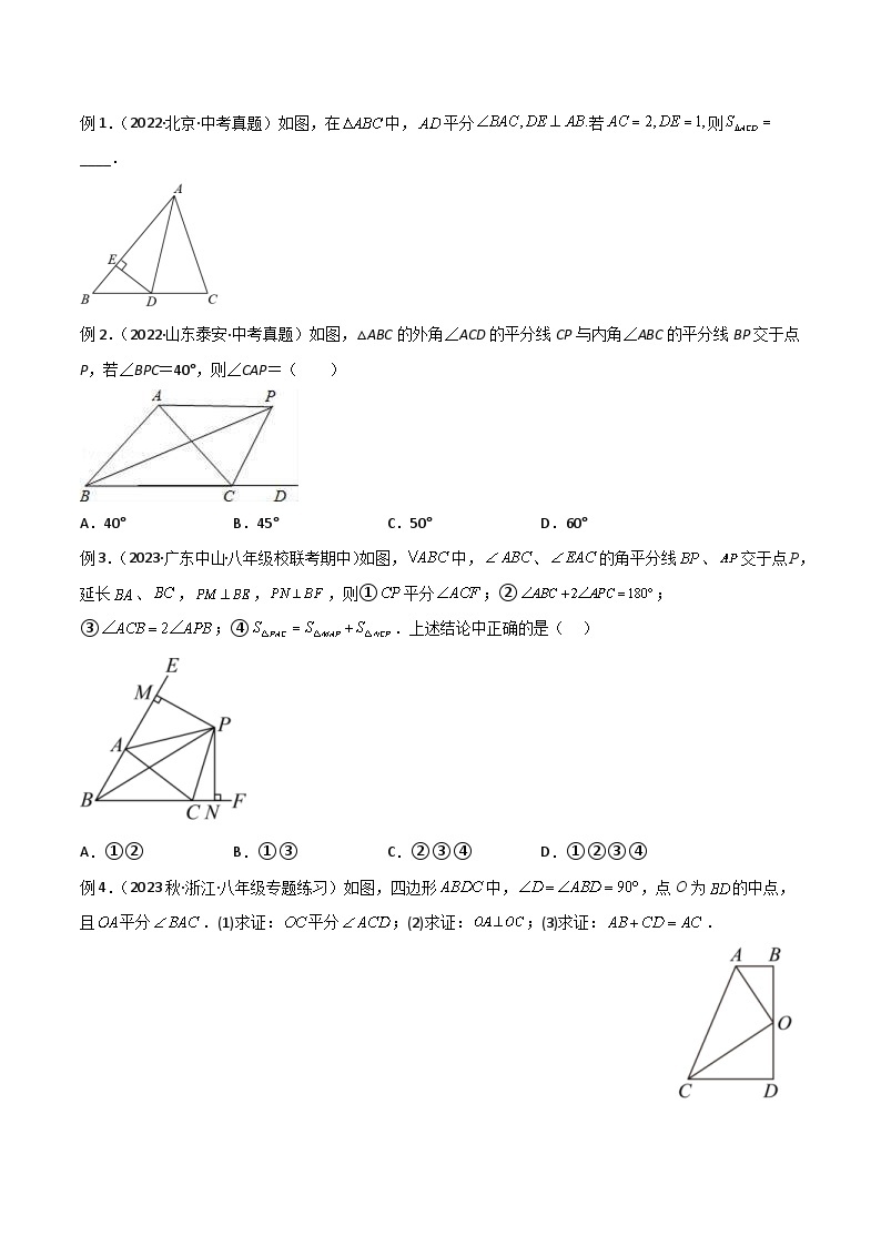 中考数学二轮复习几何模型归纳讲练专题12 全等模型-角平分线模型（2份打包，原卷版+教师版）02