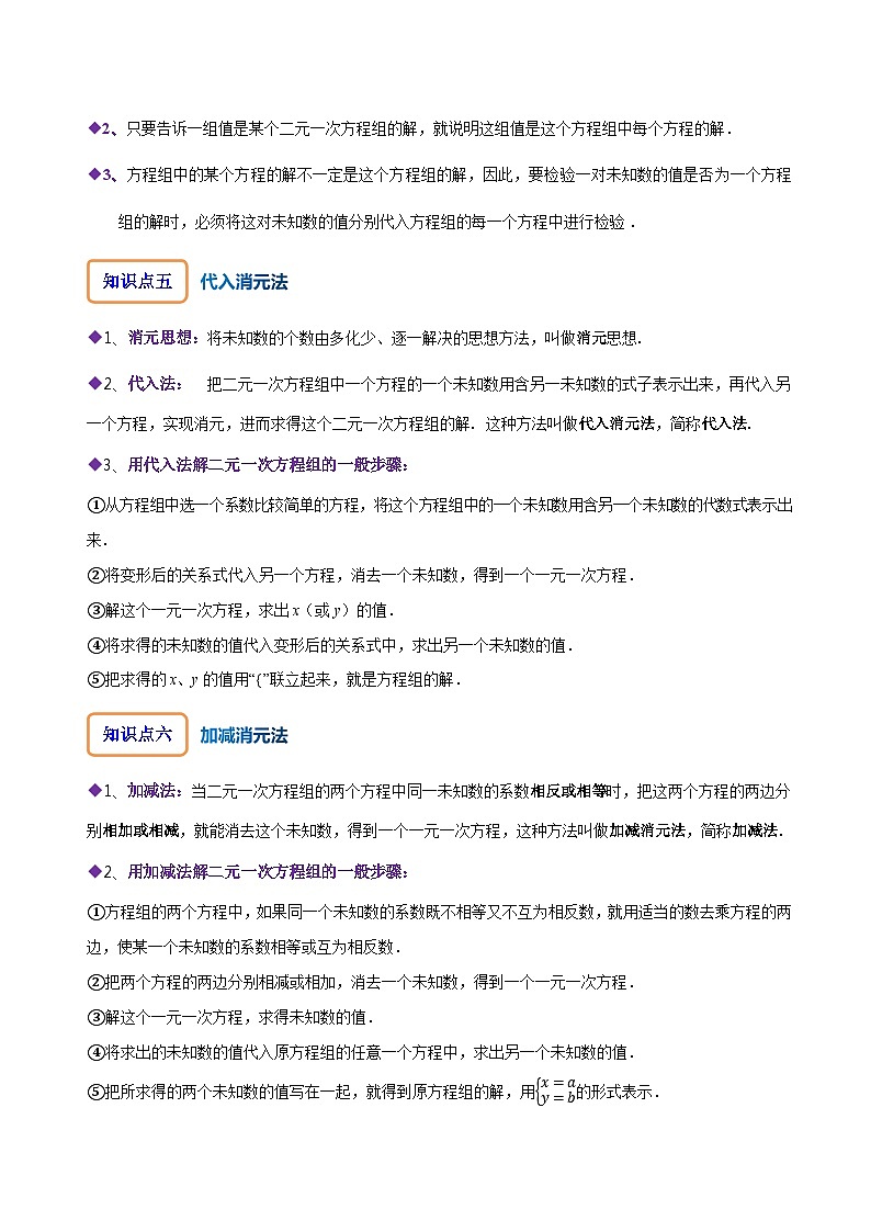 人教版七年级数学下册同步精讲精练8.1&8.2二元一次方程组及其解法(原卷版+解析)02