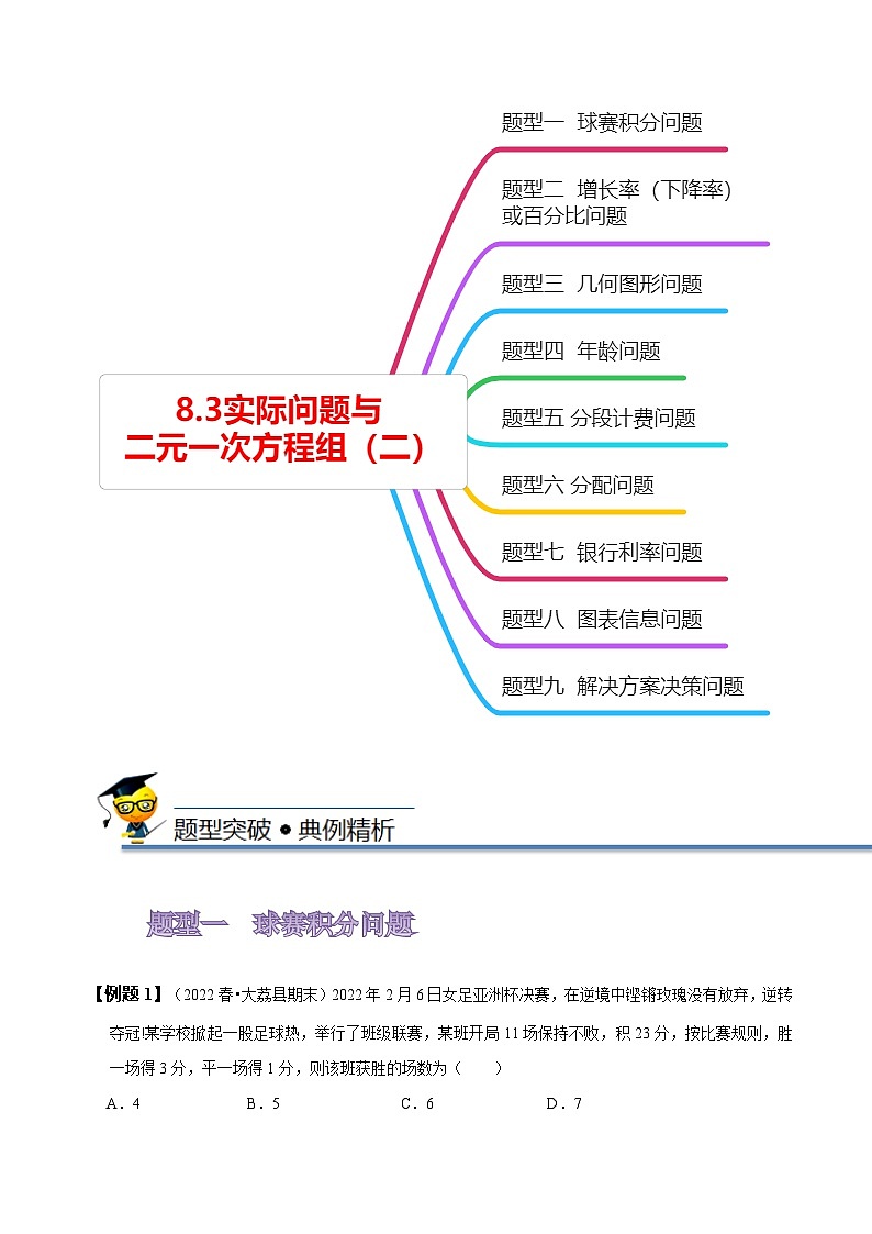 人教版七年级数学下册同步精讲精练8.3实际问题与二元一次方程组(二)(原卷版+解析)第2页