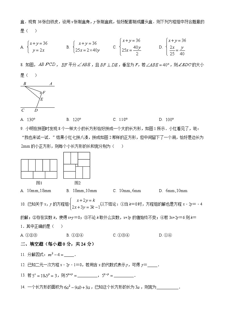 浙江省杭州市西湖区杭州外国语学校七年级下学期期中数学试题（原卷版）第2页