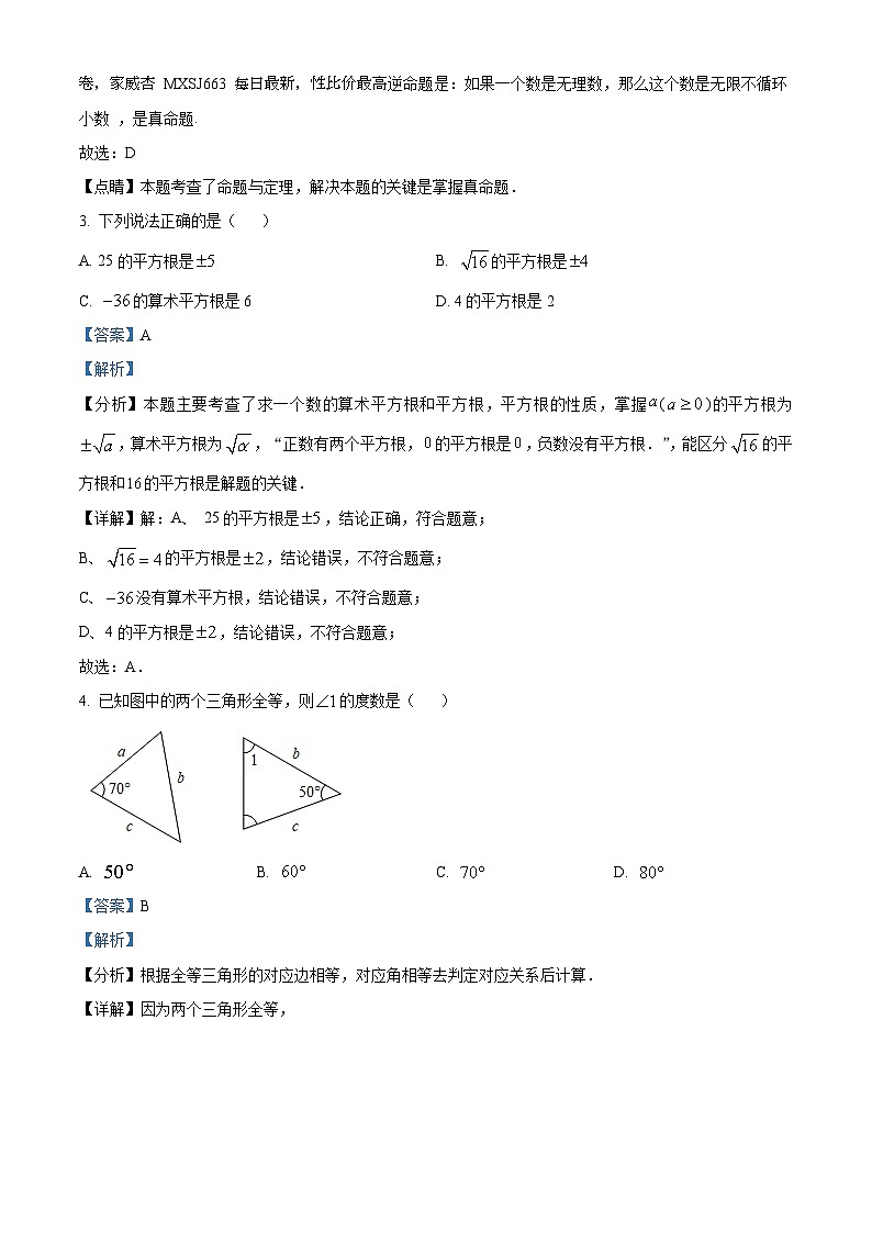 福建省泉州实验中学2023-2024学年八年级上学期月考数学试题（二）02