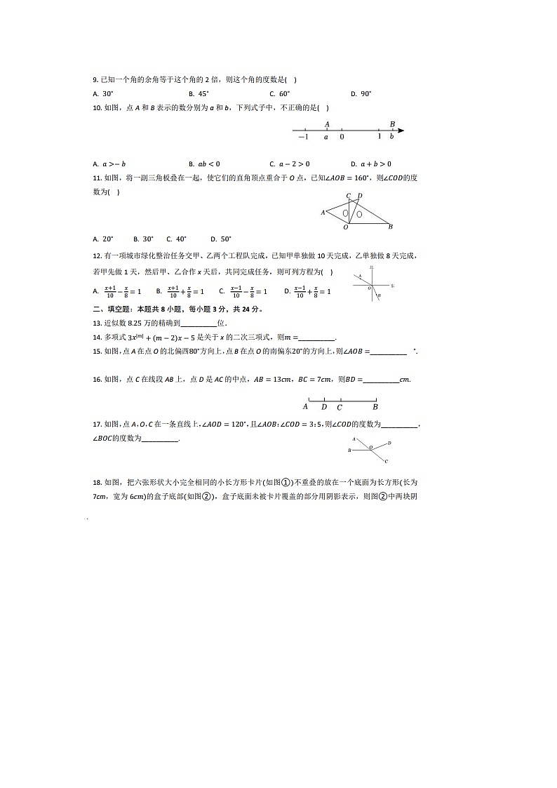 山东省德州市宁津县苗场中学2023-2024学年下学期开学考试七年级数学试题第2页