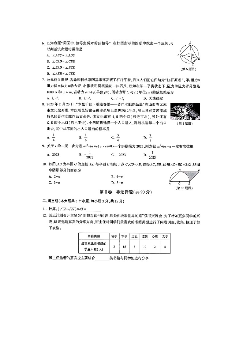 2023年山西省某市部分学校五月模拟数学试题02