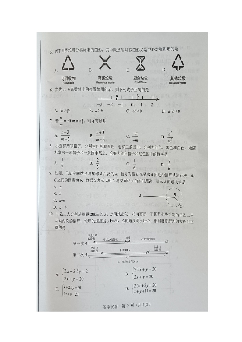 2024年河北省邯郸市广平县中考模拟预测数学试题（图片版无答案）02