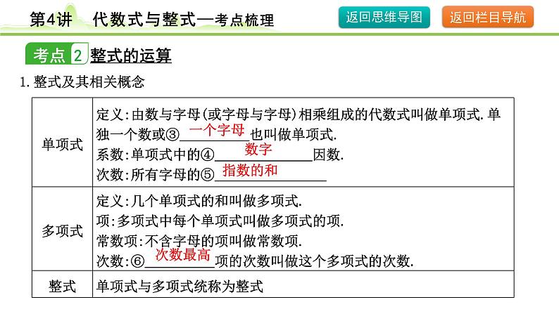 第4讲 代数式与整式课件---2024年中考数学一轮复习06