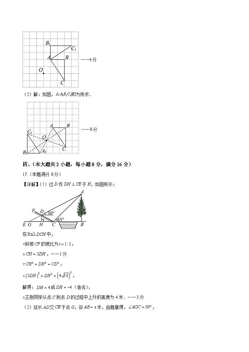 2024年初三中考第一次模拟考试试题：数学（安徽卷）（参考答案及评分标准）第2页