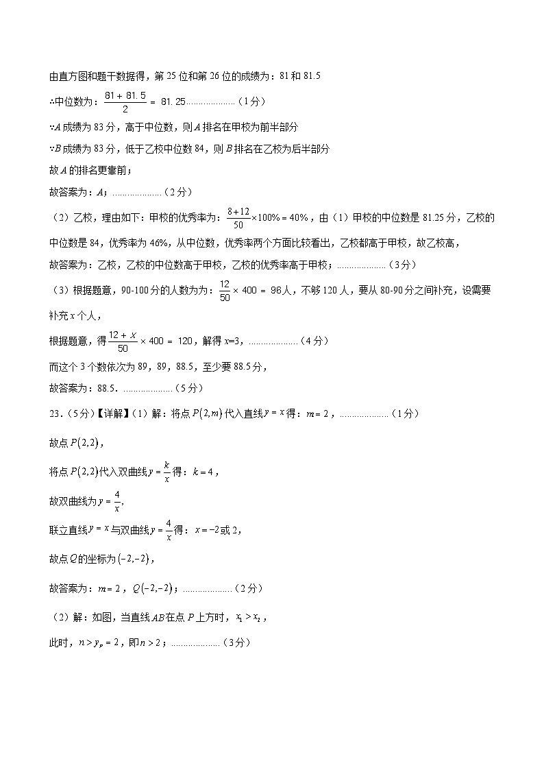 2024年初三中考第一次模拟考试试题：数学（参考答案及评分标准）第3页