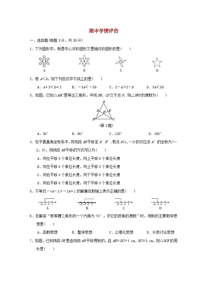 2024春八年级数学下学期期中学情评估试卷（山西专版北师大版）01