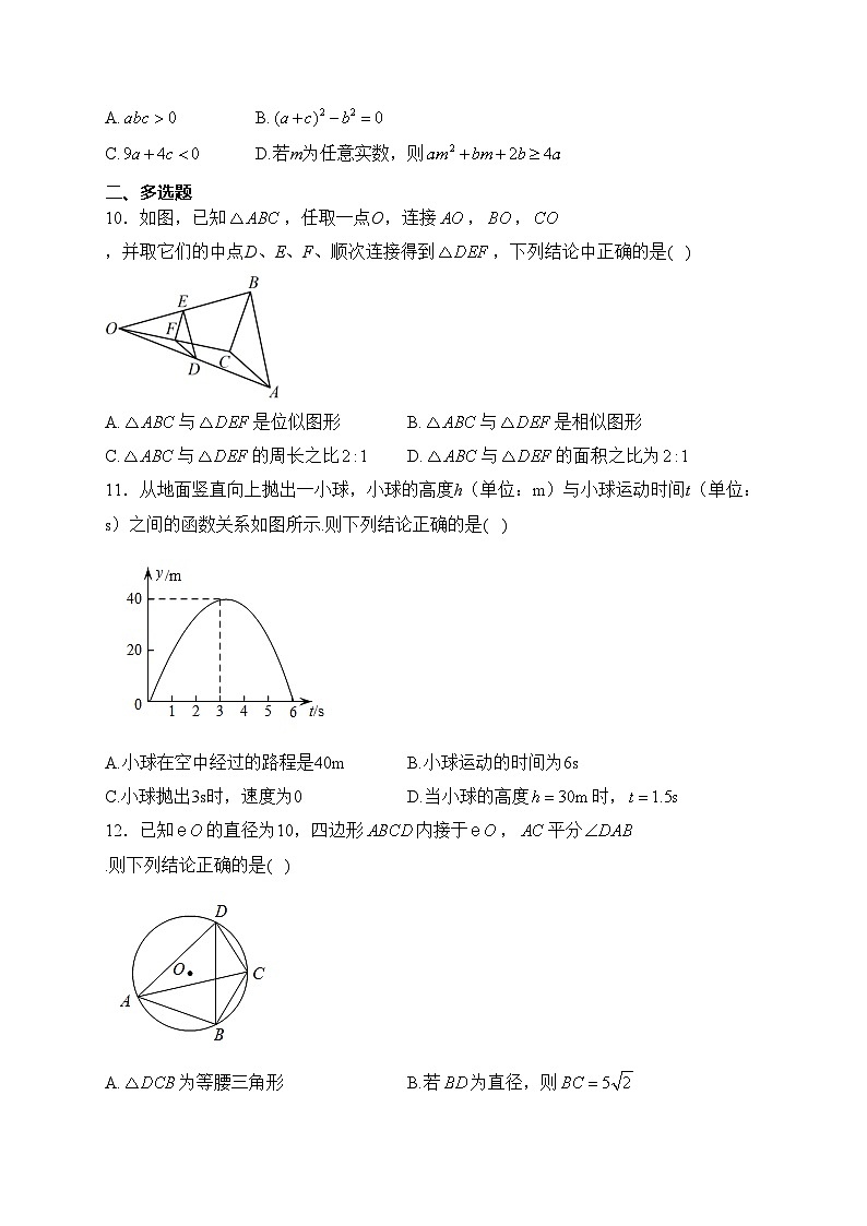 山东省潍坊市寿光市2023届九年级上学期期末学业质量监测数学试卷(含答案)第3页