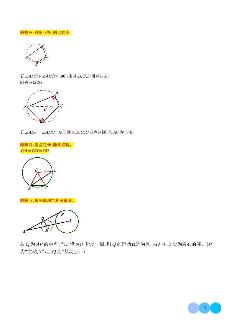 巧用隐圆 妙解最值-2024年中考数学重难热点（学生版）第2页