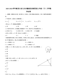 2023-2024学年黑龙江省大庆市肇源县西部四校九年级（下）开学数学试卷（含解析）