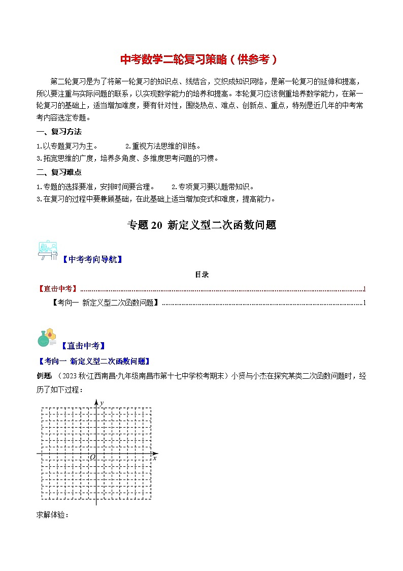 专题20 新定义型二次函数问题（重点突围）(解析版)第1页