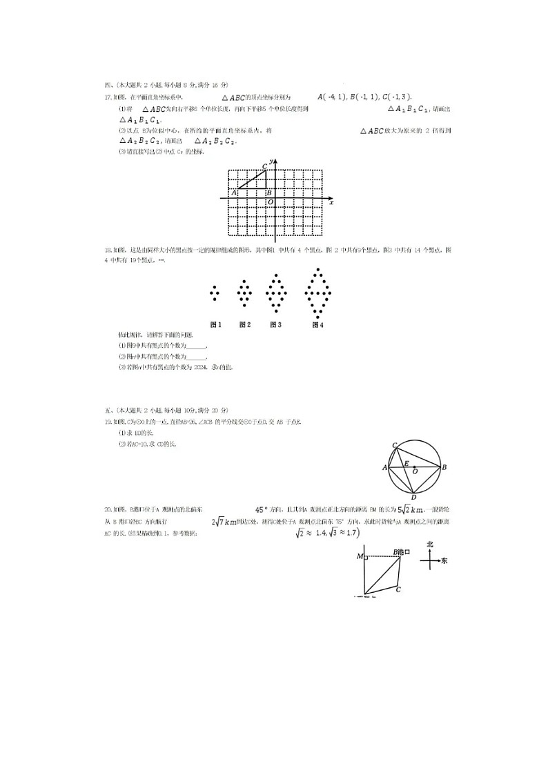 2024年安徽省阜阳市太和县中考数学一模试卷03