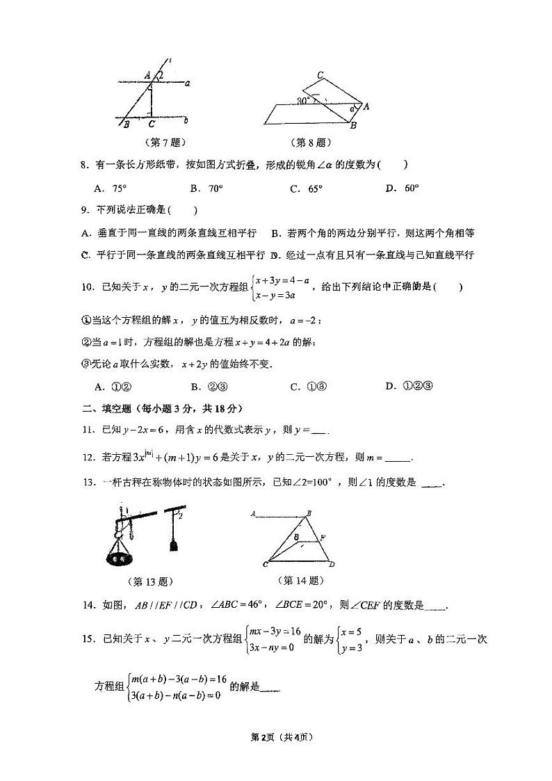 浙江省杭州市弘益中学2023-2024学年七年级下学期数学3月月考卷02