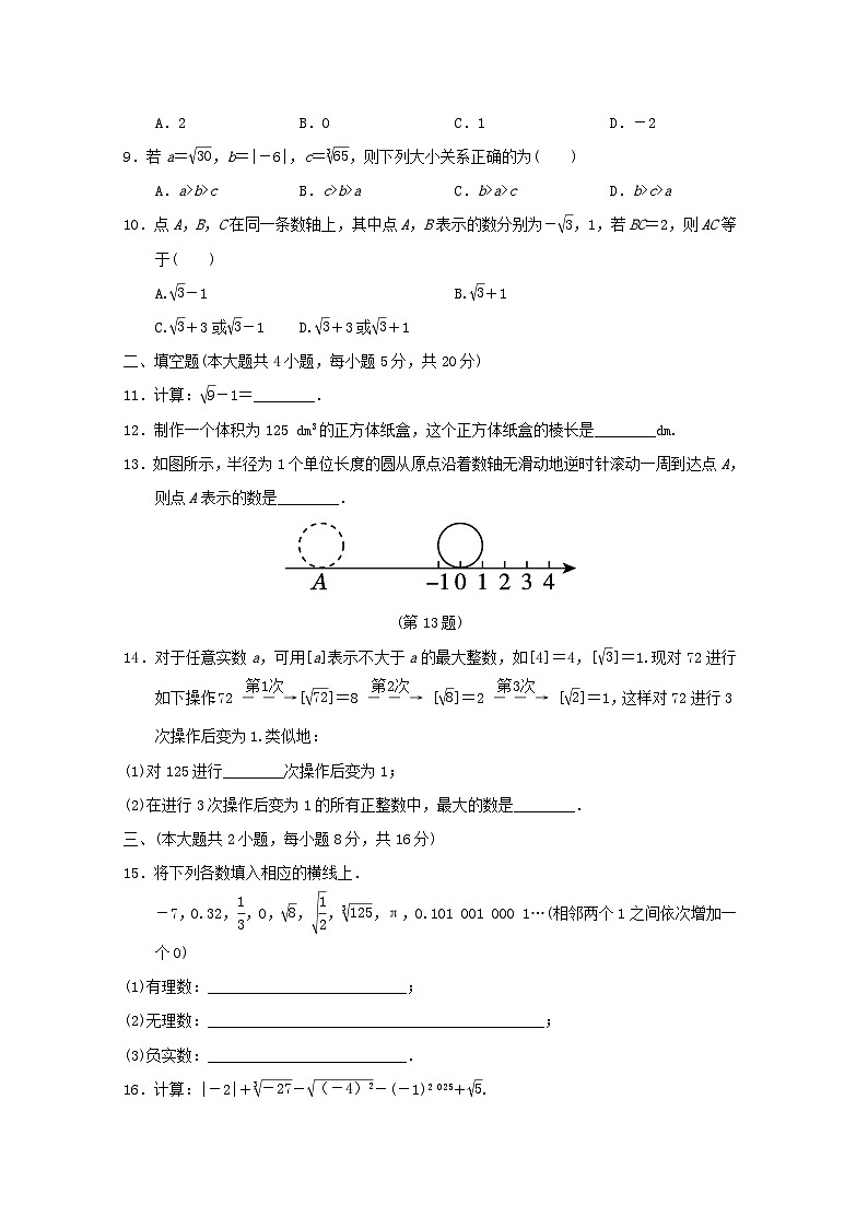 2024春七年级数学下册第6章实数学情评估试卷（安徽专版沪科版）02