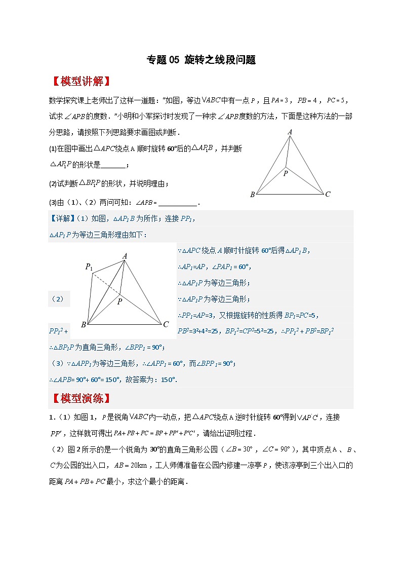 专题05 旋转之线段问题（解析版）第1页