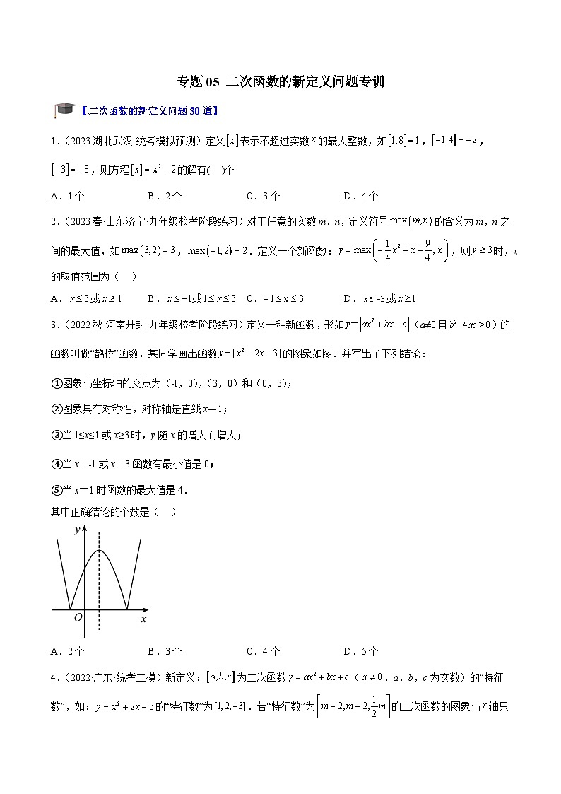 专题05 二次函数的新定义问题专训-2023-2024学年九年级数学上册重难点高分突破（浙教版）01