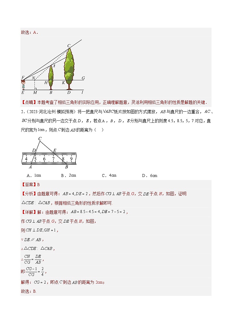 专题19 相似三角形的应用经典60题-2023-2024学年九年级数学上册重难点高分突破（浙教版）02