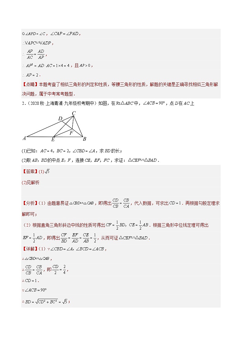 专题21 相似三角形的证明与计算50道大题专训-2023-2024学年九年级数学上册重难点高分突破（浙教版）02