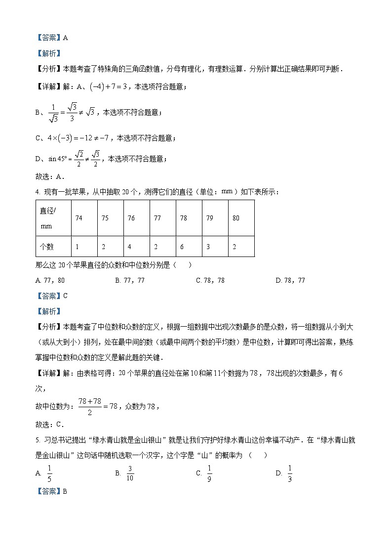 精品解析：2023年辽宁省阜新市初中毕业生学业模拟考试数学模拟考题（解析版）第2页