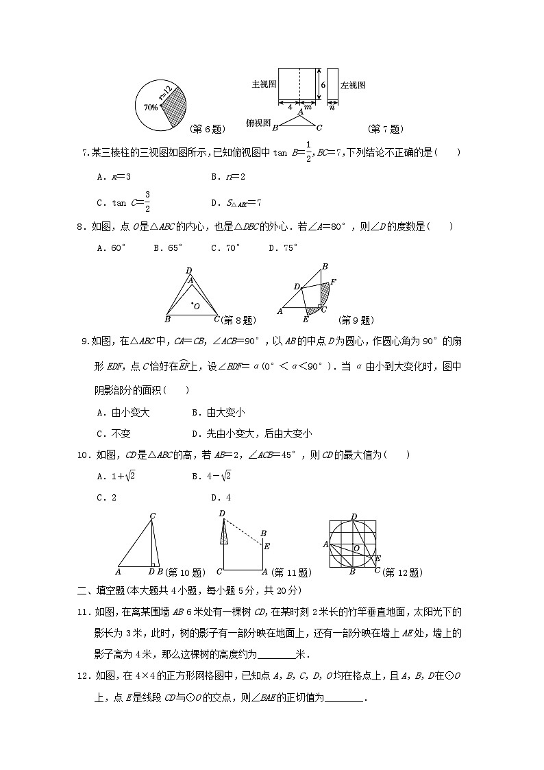 2024春九年级数学下学期期末学情评估试卷（安徽专版沪科版）02