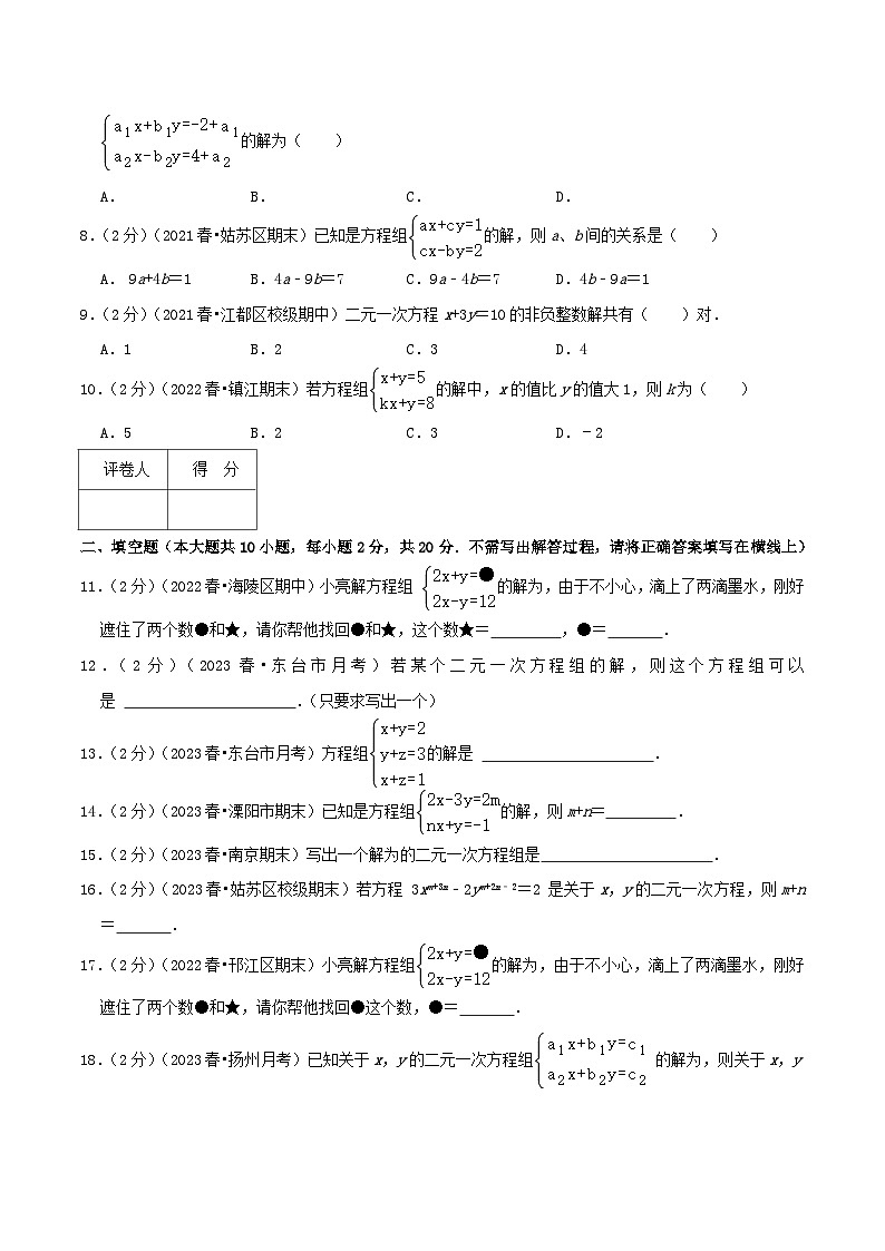 专题06《二元一次方程组》-2023-2024学年数学七年级下册章节复习讲练测（苏科版）02