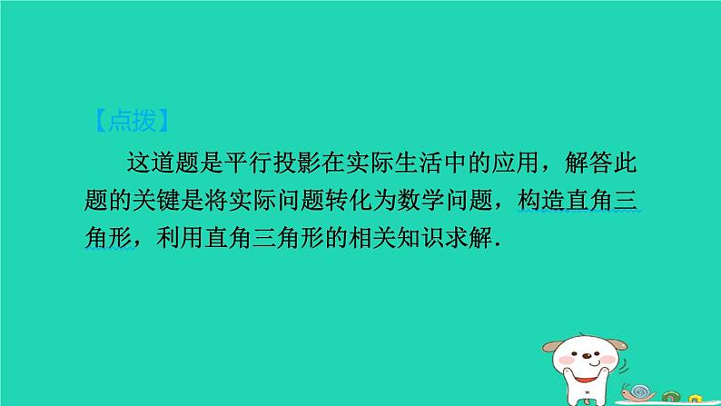 2024春九年级数学下册极速提分法第10招投影规律在实际问题中的应用作业课件新版沪科版03