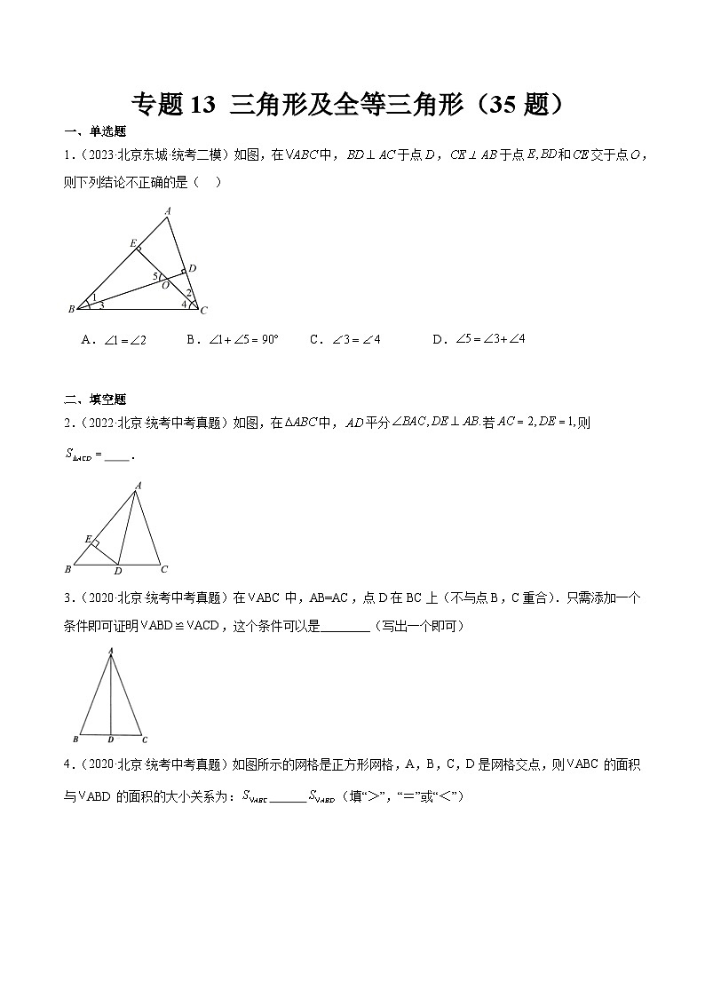 专题13 三角形及全等三角形（共35题）（原卷版）第1页