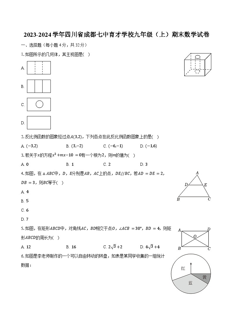 2023-2024学年四川省成都七中育才学校九年级（上）期末数学试卷（含解析）01