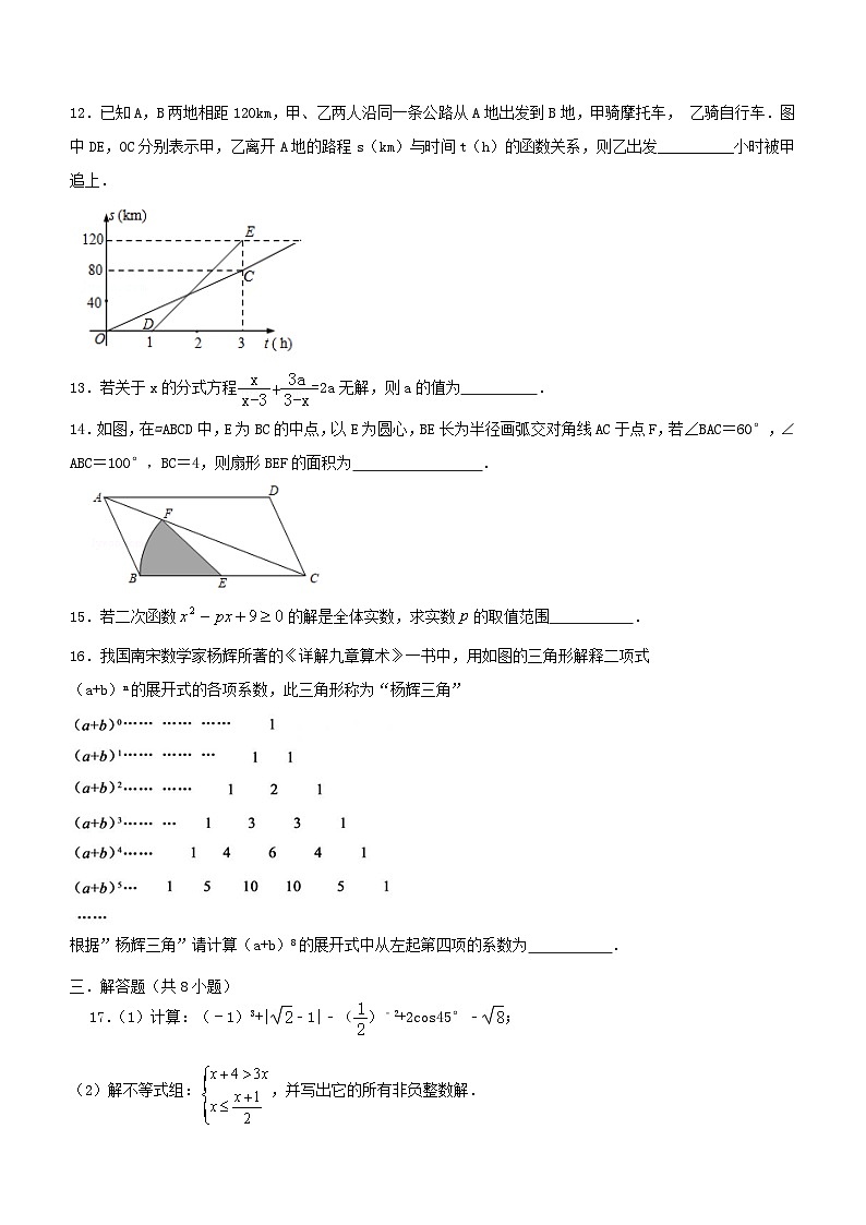 山东省2023-2024学年九年级下学期学业质量检测数学试题(含答案)第3页