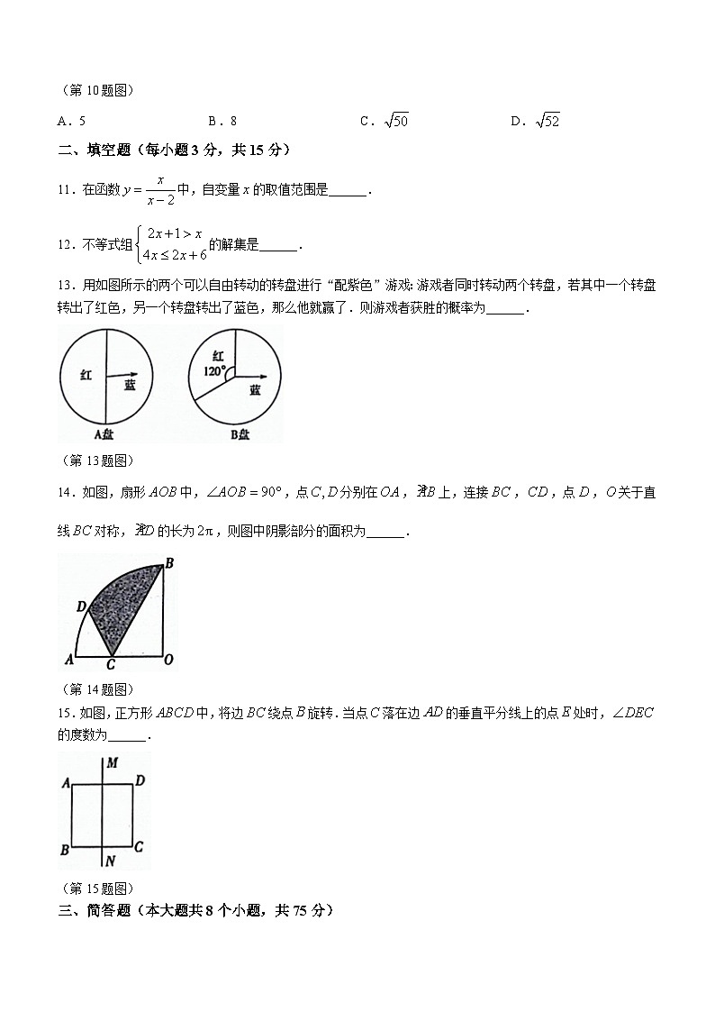 2024年河南省周口市沈丘县槐店回族镇颖水中学中考一模数学试题第3页